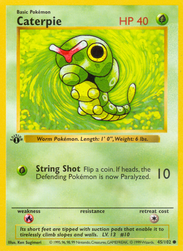 Caterpie (45/102) (Shadowless) [Base Set 1st Edition] | Good Games Cannington