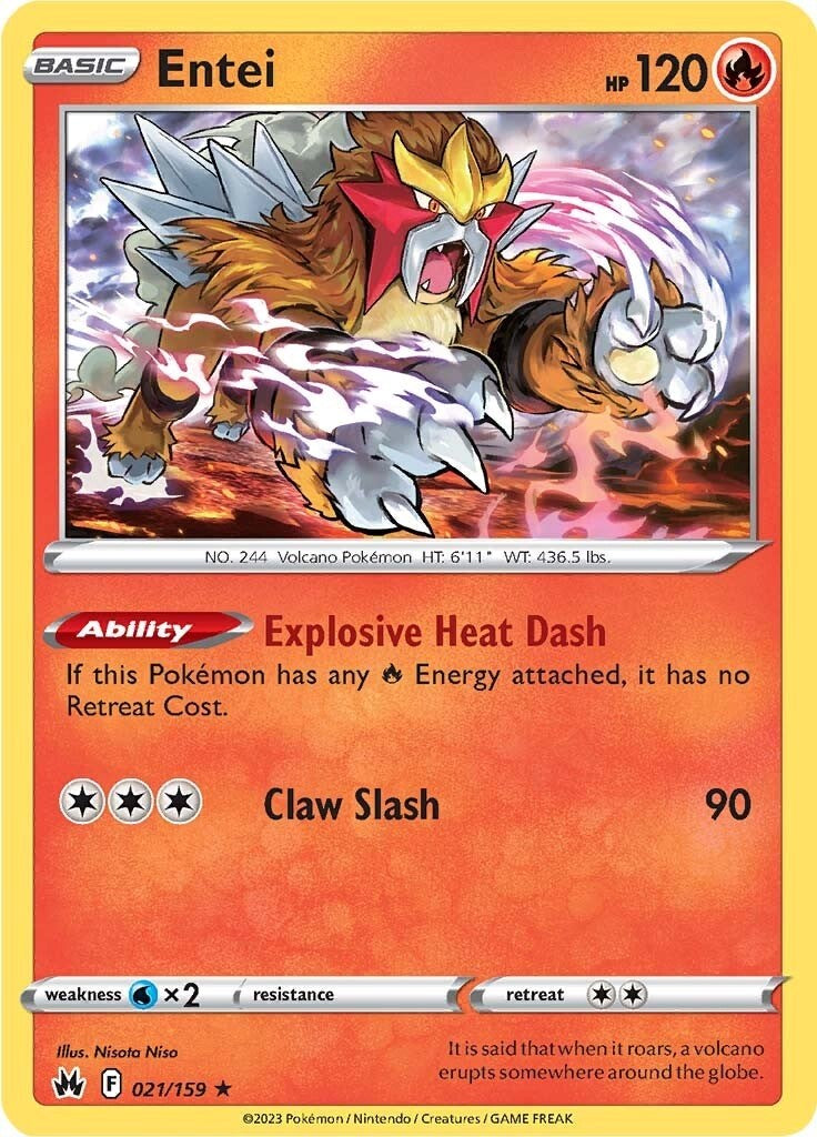 Entei (021/159) [Sword & Shield: Crown Zenith] | Good Games Cannington