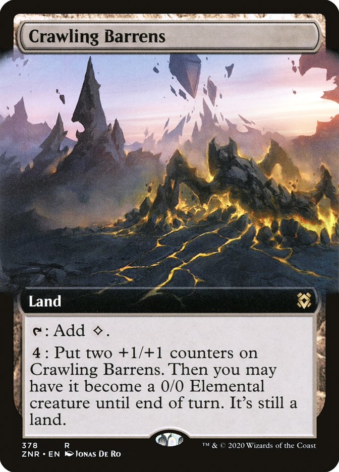 Crawling Barrens (Extended Art) [Zendikar Rising] | Good Games Cannington