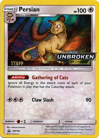 Persian (SM182) (Staff Prerelease Promo) [Sun & Moon: Black Star Promos] | Good Games Cannington