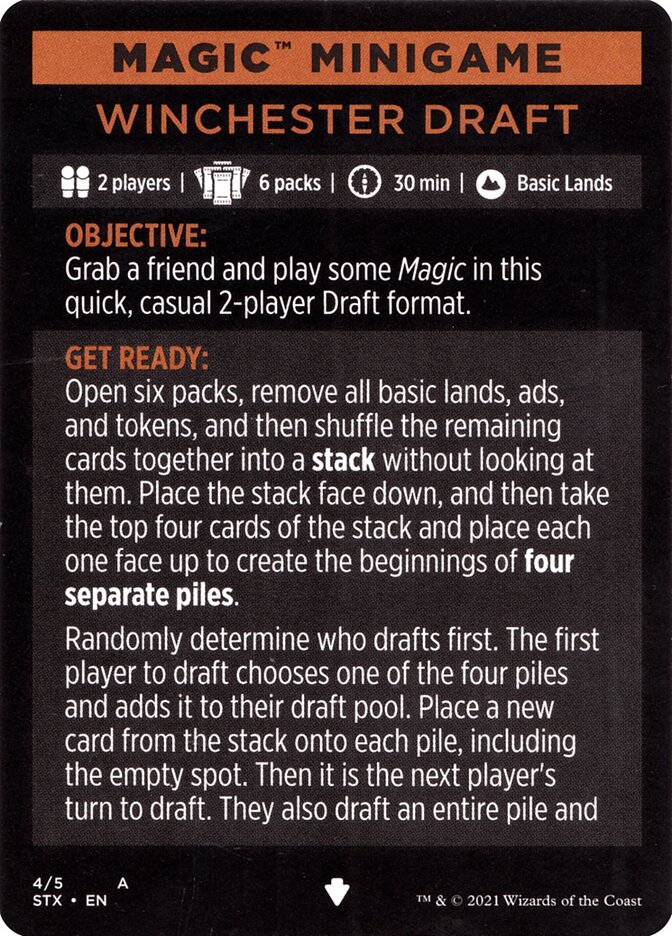 Winchester Draft (Magic Minigame) [Strixhaven: School of Mages Minigame] | Good Games Cannington