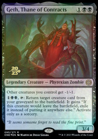 Geth, Thane of Contracts [Phyrexia: All Will Be One Prerelease Promos] | Good Games Cannington