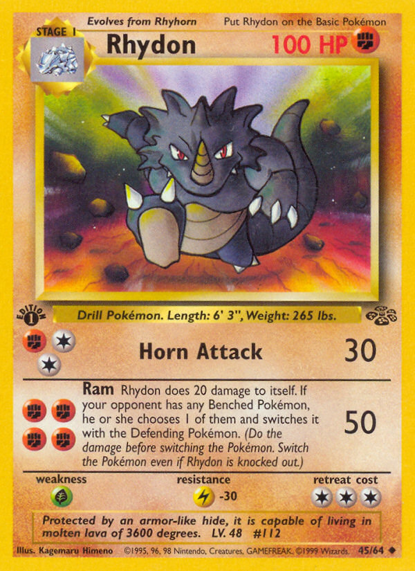 Rhydon (45/64) [Jungle 1st Edition] | Good Games Cannington