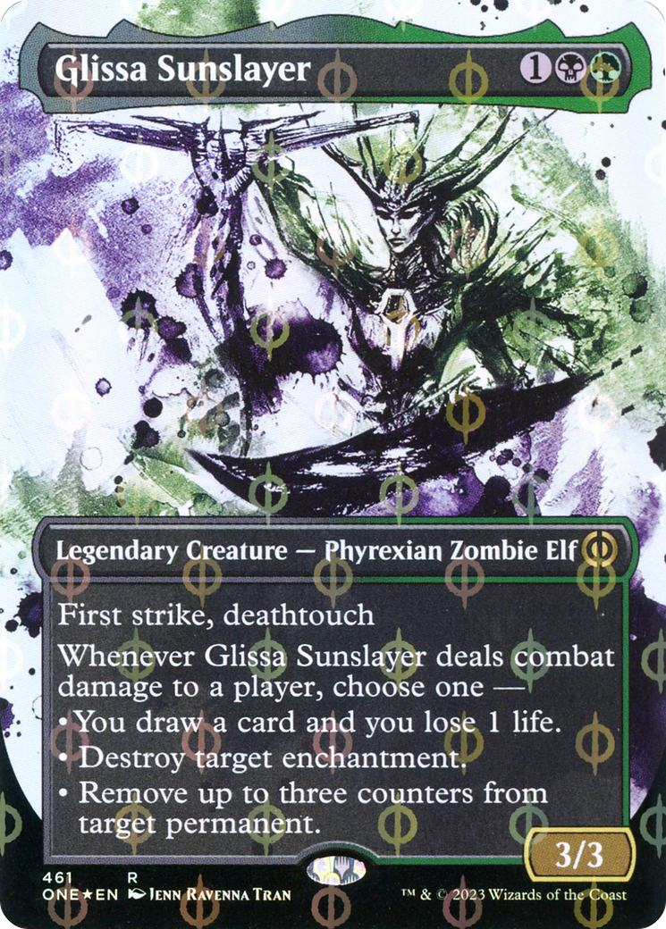 Glissa Sunslayer (Borderless Ichor Step-and-Compleat Foil) [Phyrexia: All Will Be One] | Good Games Cannington