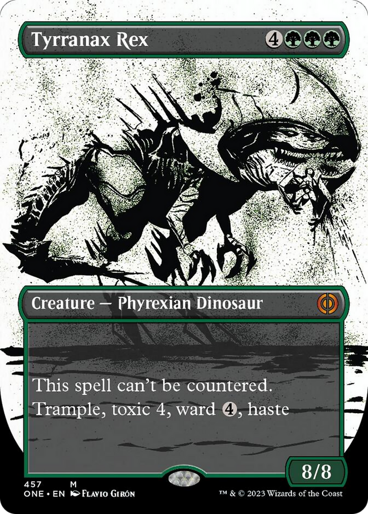 Tyrranax Rex (Borderless Ichor Step-and-Compleat Foil) [Phyrexia: All Will Be One] | Good Games Cannington
