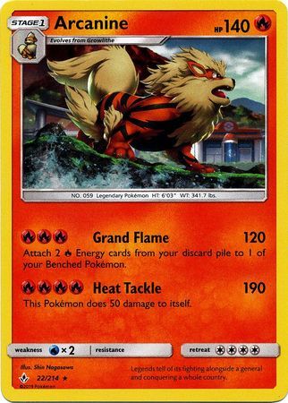 Arcanine (22/214) (Cosmos Holo) [Sun & Moon: Unbroken Bonds] | Good Games Cannington
