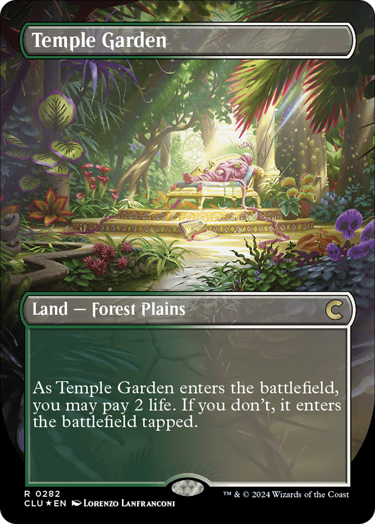 Temple Garden (Borderless) [Ravnica: Clue Edition] | Good Games Cannington