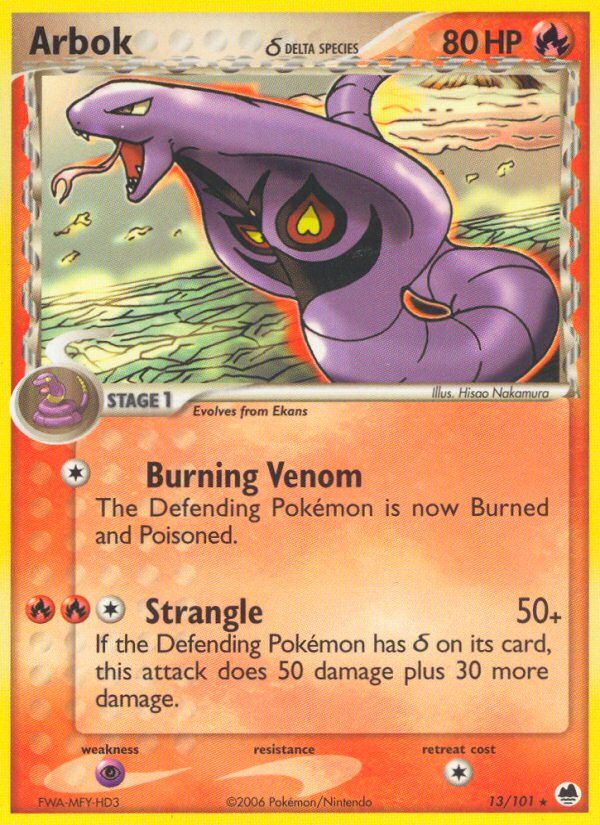 Arbok (13/101) (Delta Species) [EX: Dragon Frontiers] | Good Games Cannington