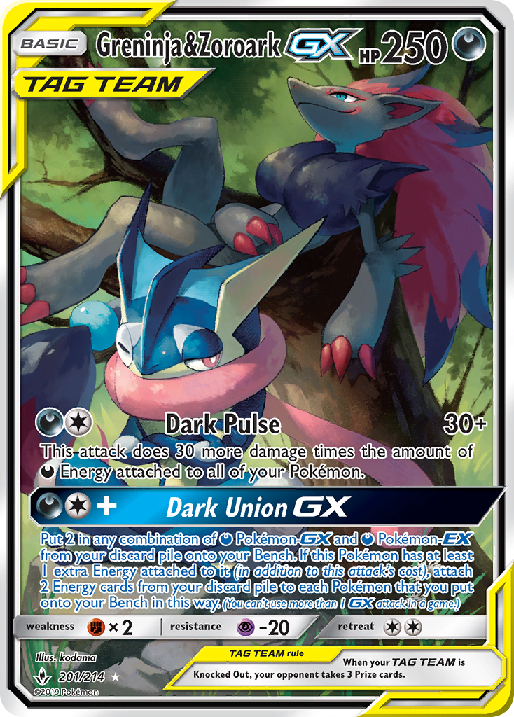 Greninja & Zoroark GX (201/214) [Sun & Moon: Unbroken Bonds] | Good Games Cannington