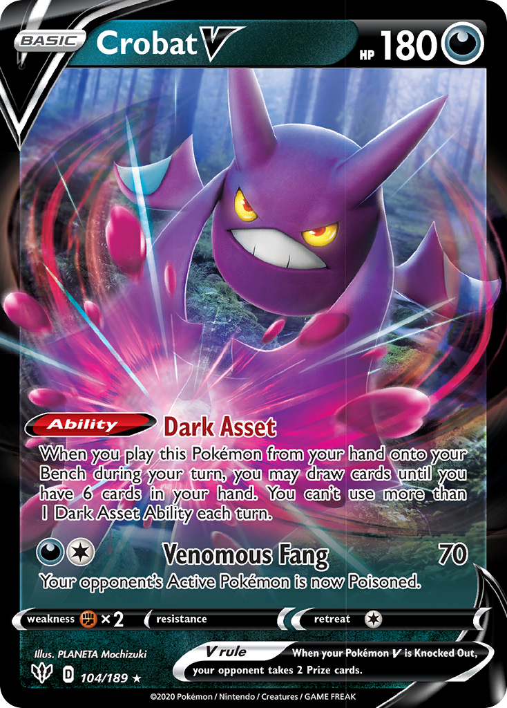 Crobat V (104/189) [Sword & Shield: Darkness Ablaze] | Good Games Cannington