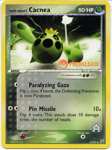 Team Aqua's Cacnea (24/95) (Prerelease Promo) [EX: Team Magma vs Team Aqua] | Good Games Cannington