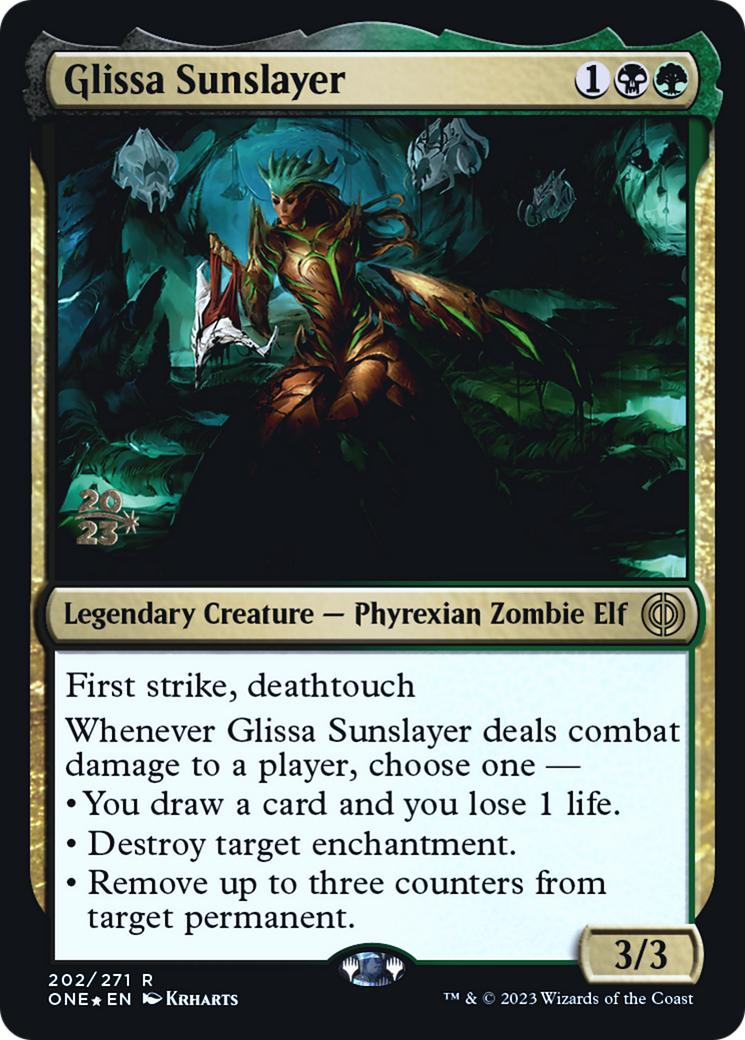 Glissa Sunslayer [Phyrexia: All Will Be One Prerelease Promos] | Good Games Cannington