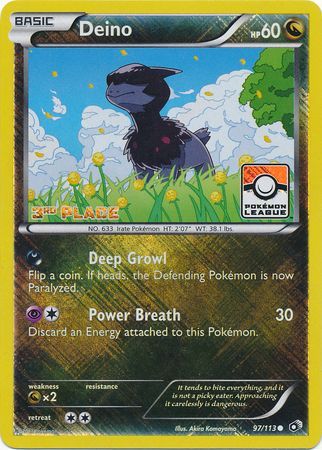 Deino (97/113) (League Promo 3rd Place) [Black & White: Legendary Treasures] | Good Games Cannington