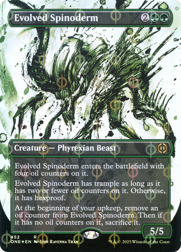Evolved Spinoderm (Borderless Ichor Step-and-Compleat Foil) [Phyrexia: All Will Be One] | Good Games Cannington