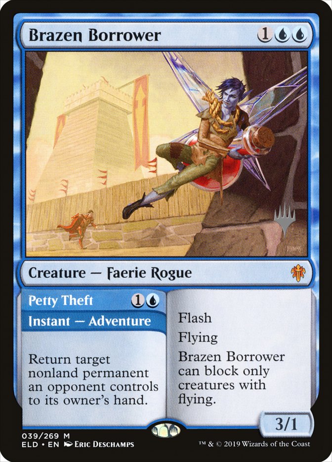 Brazen Borrower // Petty Theft (Promo Pack) [Throne of Eldraine Promos] | Good Games Cannington