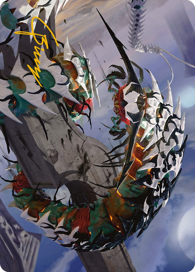 Atraxa's Skitterfang Art Card (Gold-Stamped Signature) [Phyrexia: All Will Be One Art Series] | Good Games Cannington