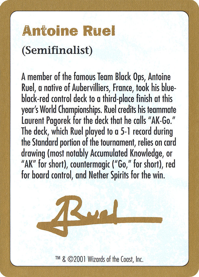 Antoine Ruel Bio [World Championship Decks 2001] | Good Games Cannington