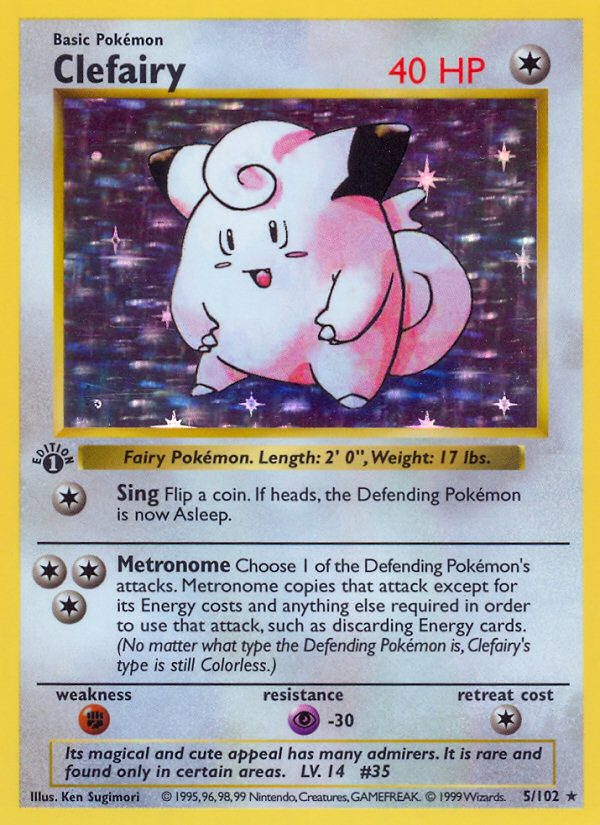 Clefairy (5/102) (Shadowless) [Base Set 1st Edition] | Good Games Cannington