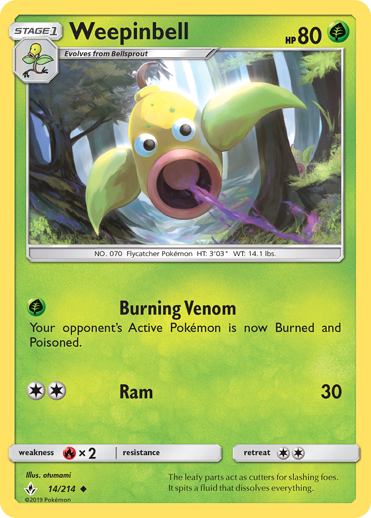 Weepinbell (14/214) [Sun & Moon: Unbroken Bonds] | Good Games Cannington