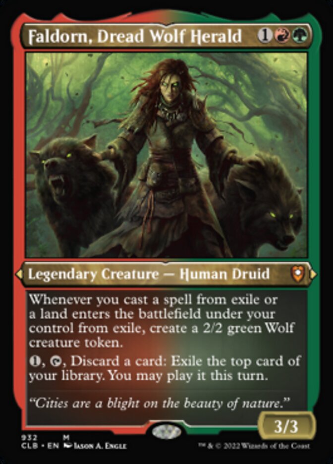 Faldorn, Dread Wolf Herald (Display Commander) (Foil Etched) [Commander Legends: Battle for Baldur's Gate] | Good Games Cannington