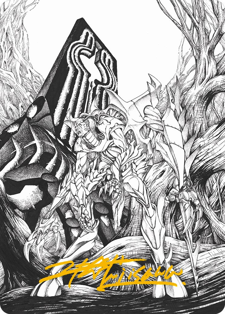 Lukka, Bound to Ruin Art Card (Gold-Stamped Signature) [Phyrexia: All Will Be One Art Series] | Good Games Cannington