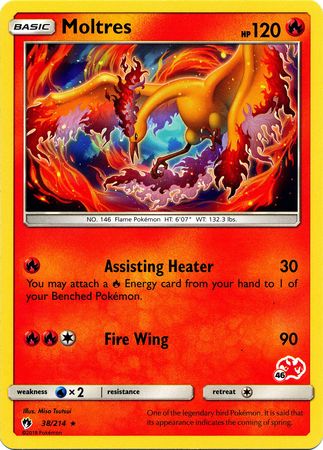 Moltres (38/214) (Charizard Stamp #46) [Battle Academy 2020] | Good Games Cannington