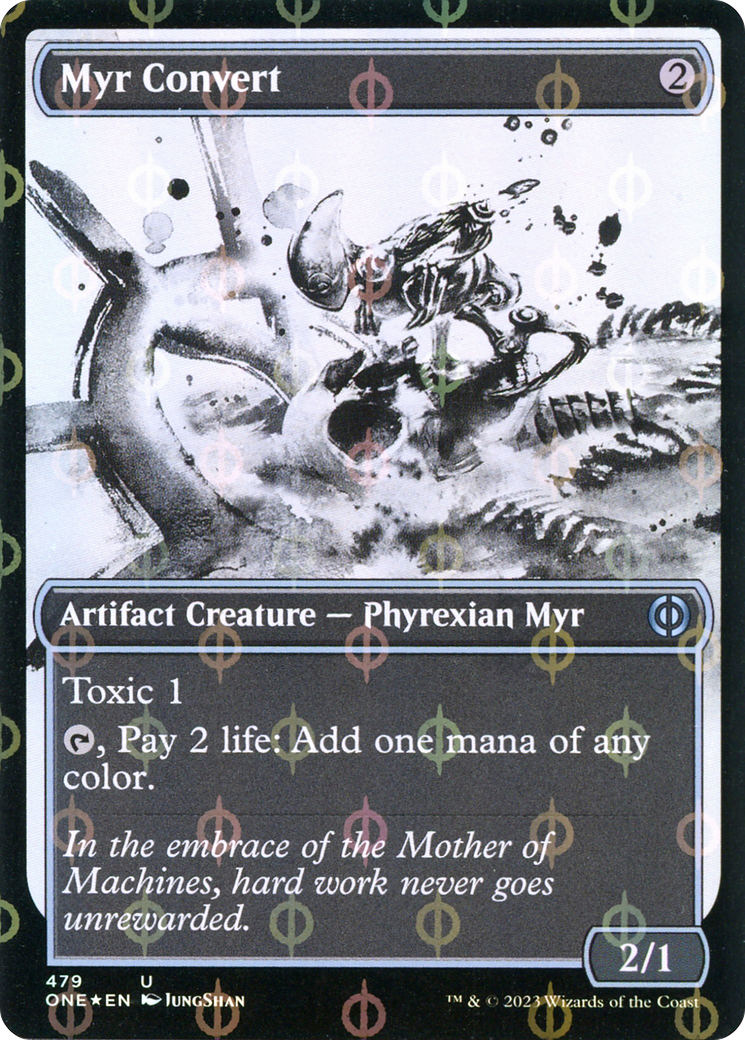 Myr Convert (Showcase Ichor Step-and-Compleat Foil) [Phyrexia: All Will Be One] | Good Games Cannington