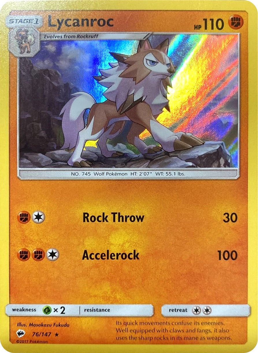Lycanroc (76/147) (Water Web Holo) [Sun & Moon: Burning Shadows] | Good Games Cannington