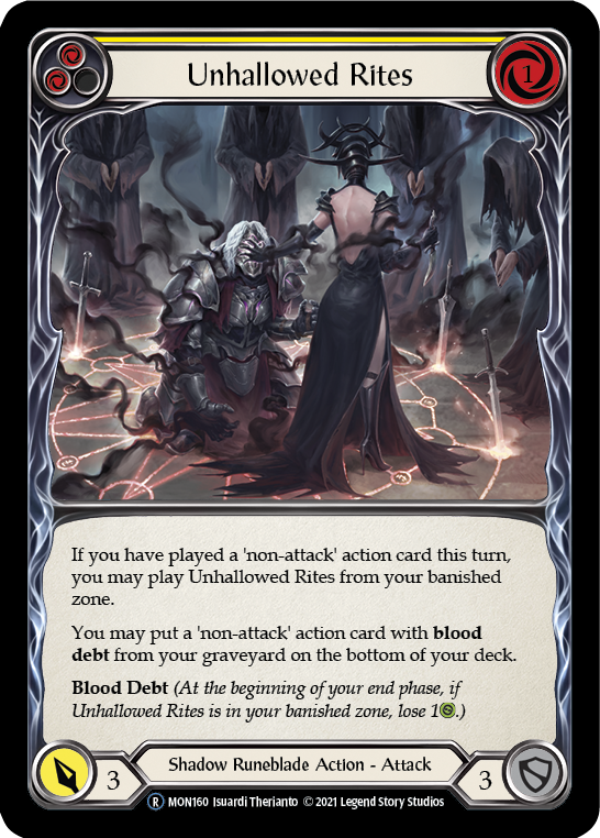 Unhallowed Rites (Yellow) [U-MON160-RF] Unlimited Rainbow Foil | Good Games Cannington