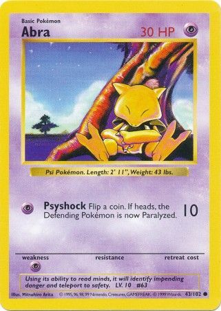 Abra (43/102) [Base Set Shadowless Unlimited] | Good Games Cannington
