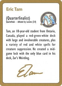 1996 Eric Tam Biography Card [World Championship Decks] | Good Games Cannington