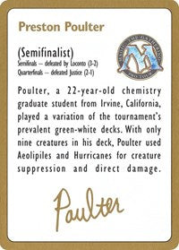 1996 Preston Poulter Biography Card [World Championship Decks] | Good Games Cannington