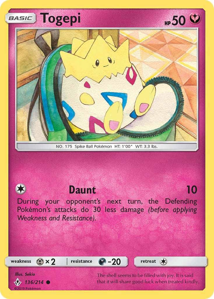 Togepi (136/214) [Sun & Moon: Unbroken Bonds] | Good Games Cannington