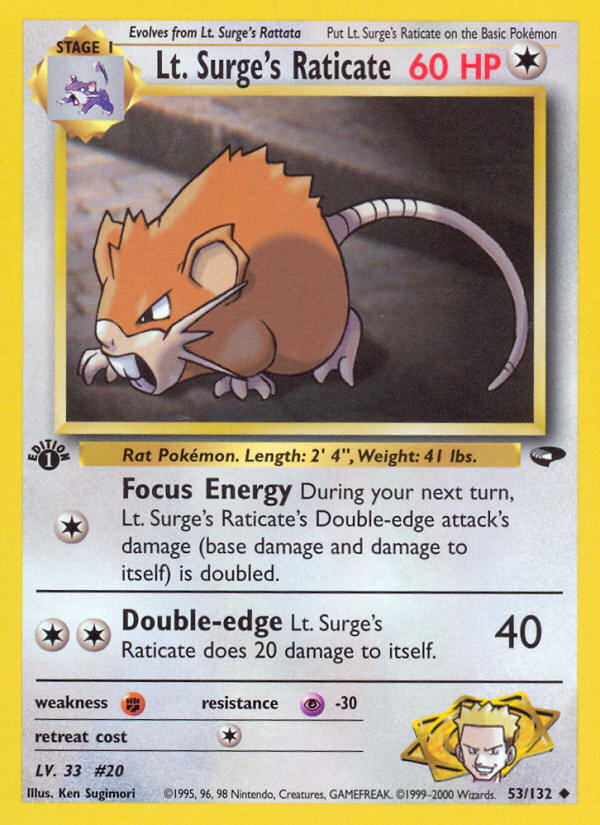 Lt. Surge's Raticate (53/132) [Gym Challenge 1st Edition] | Good Games Cannington