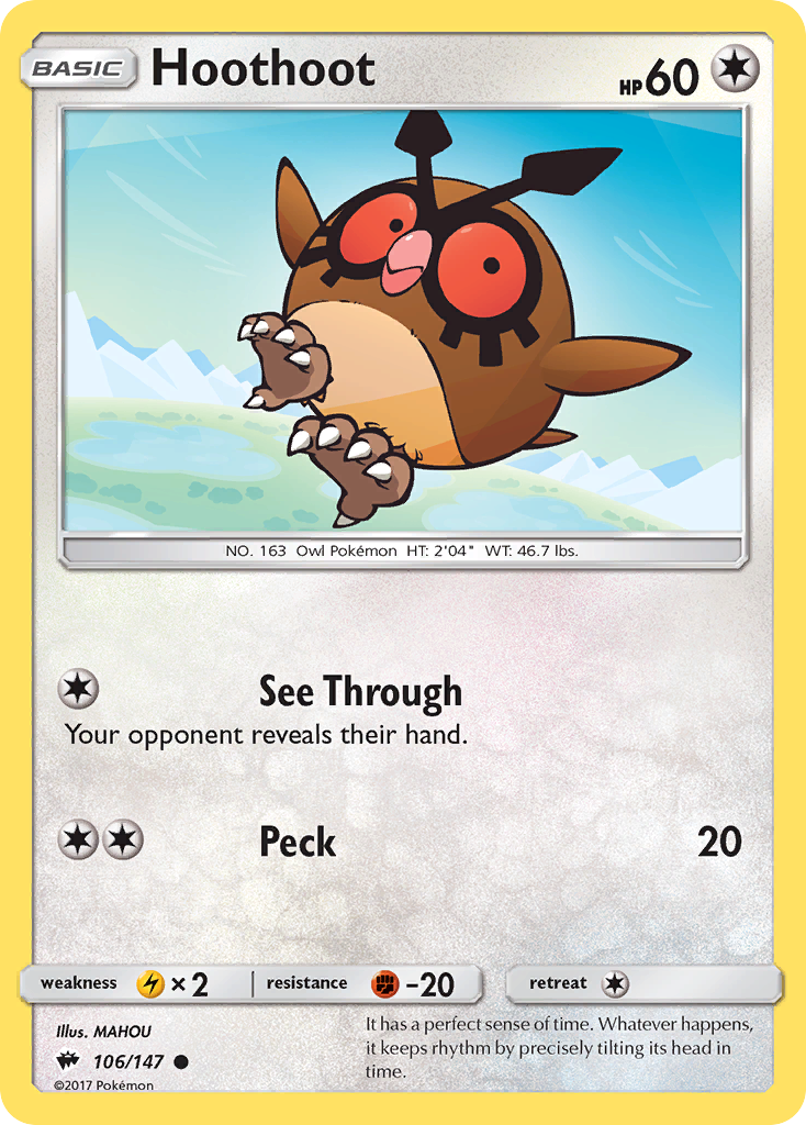 Hoothoot (106/147) [Sun & Moon: Burning Shadows] | Good Games Cannington