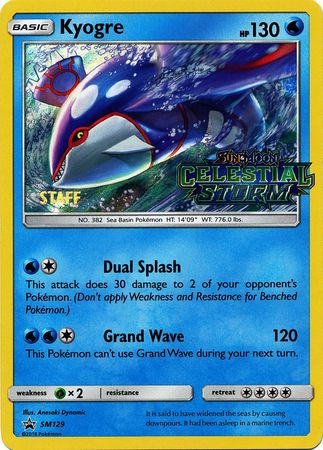 Kyogre (SM129) (Staff Prerelease Promo) [Sun & Moon: Black Star Promos] | Good Games Cannington
