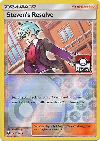 Steven's Resolve (145/168) (League Promo) [Sun & Moon: Celestial Storm] | Good Games Cannington