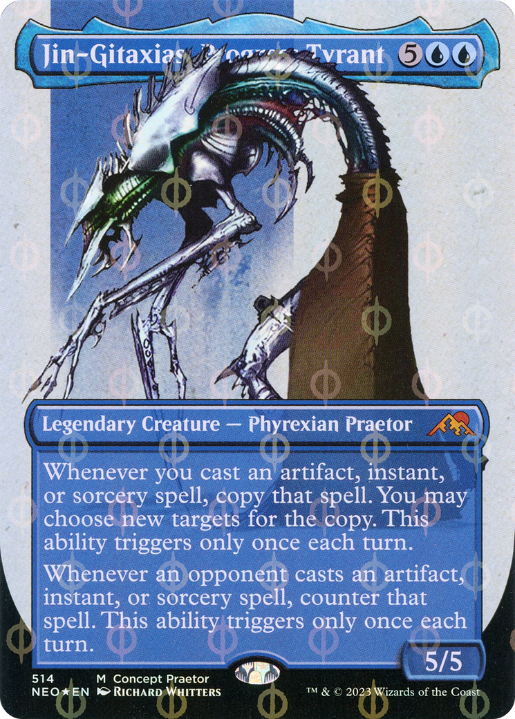 Jin-Gitaxias, Progress Tyrant (Borderless Concept Praetors Step-and-Compleat Foil) [Phyrexia: All Will Be One] | Good Games Cannington