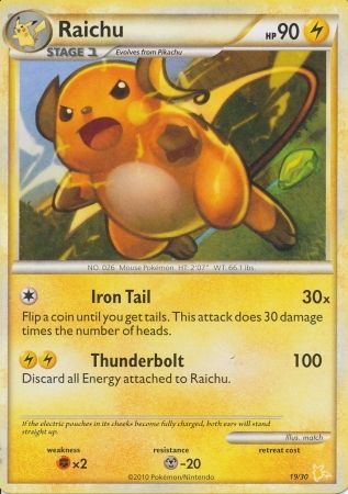 Raichu (19/30) [HeartGold & SoulSilver: Trainer Kit - Raichu] | Good Games Cannington