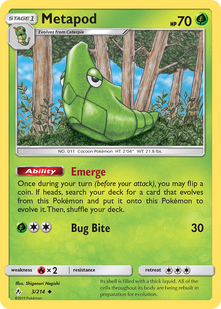 Metapod (3/214) [Sun & Moon: Unbroken Bonds] | Good Games Cannington