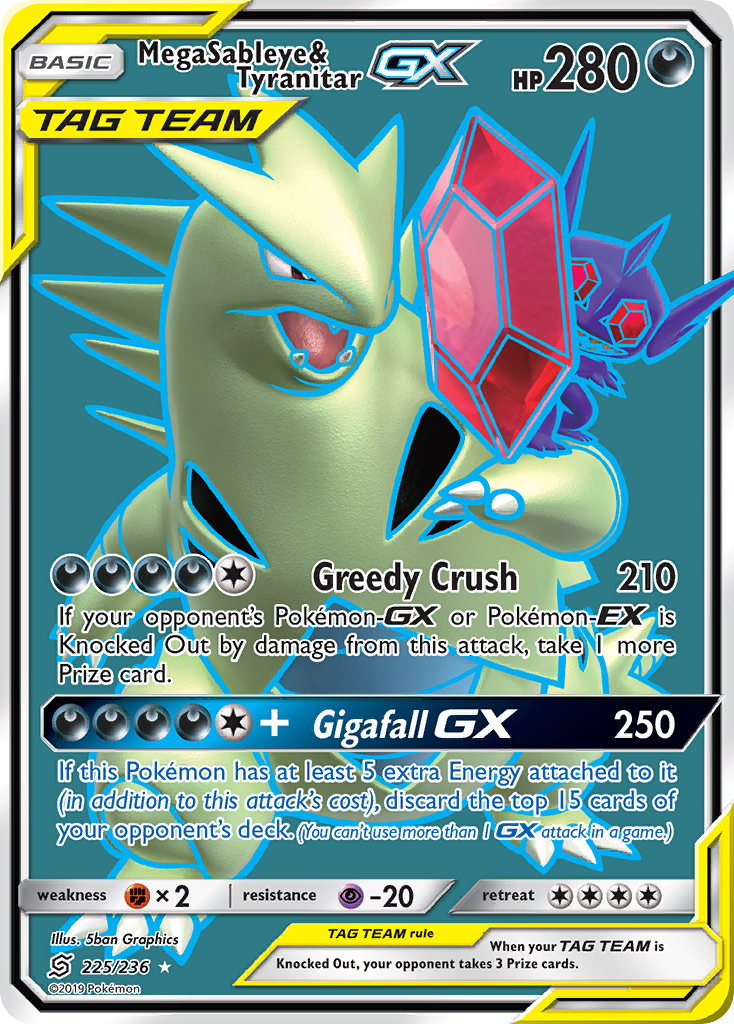 Mega Sableye & Tyranitar GX (225/236) [Sun & Moon: Unified Minds] | Good Games Cannington