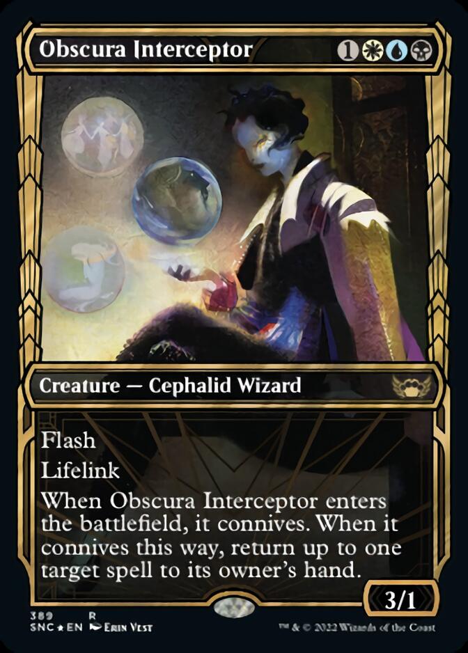 Obscura Interceptor (Showcase Golden Age Gilded Foil) [Streets of New Capenna] | Good Games Cannington