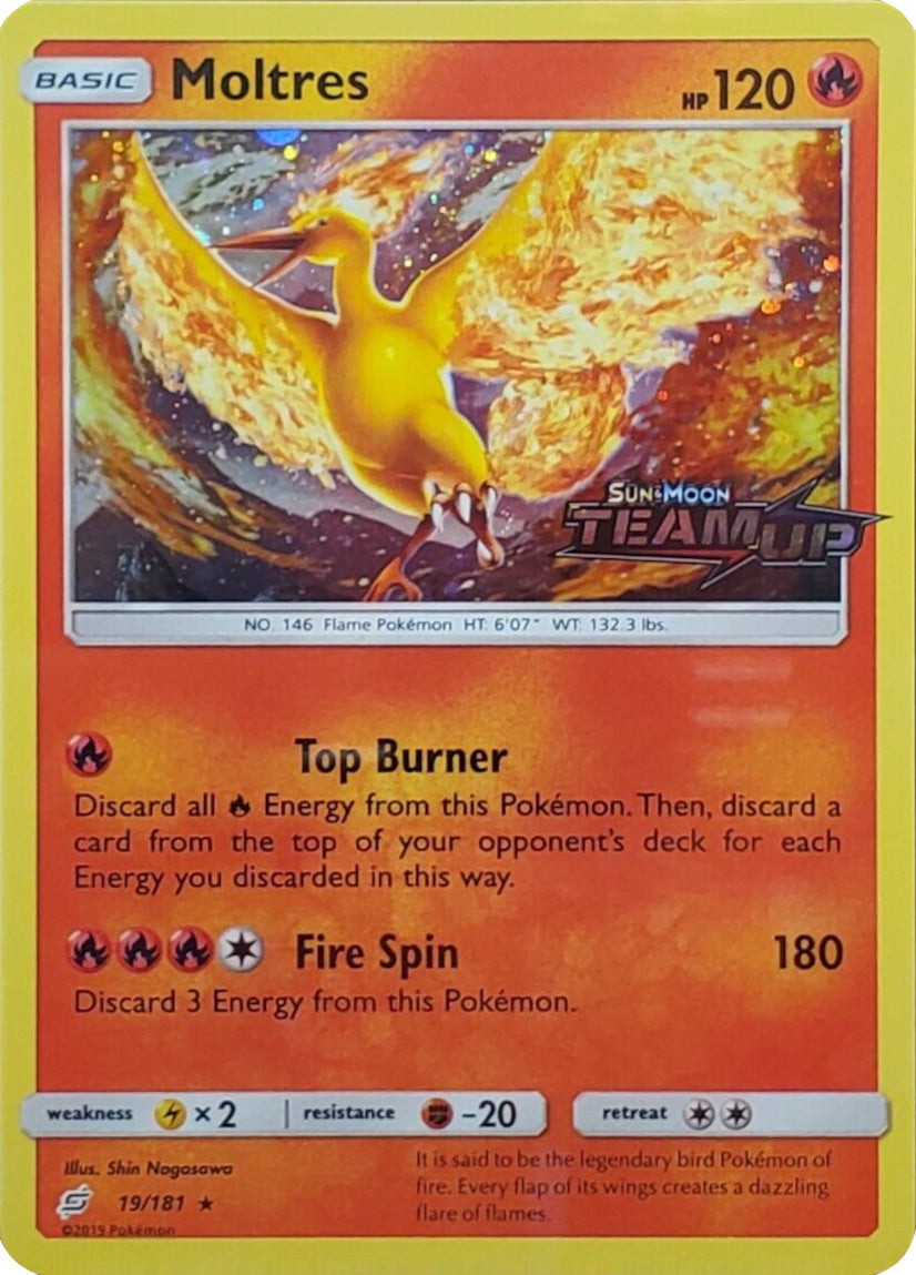 Moltres (19/181) (Stamped) [Sun & Moon: Team Up] | Good Games Cannington