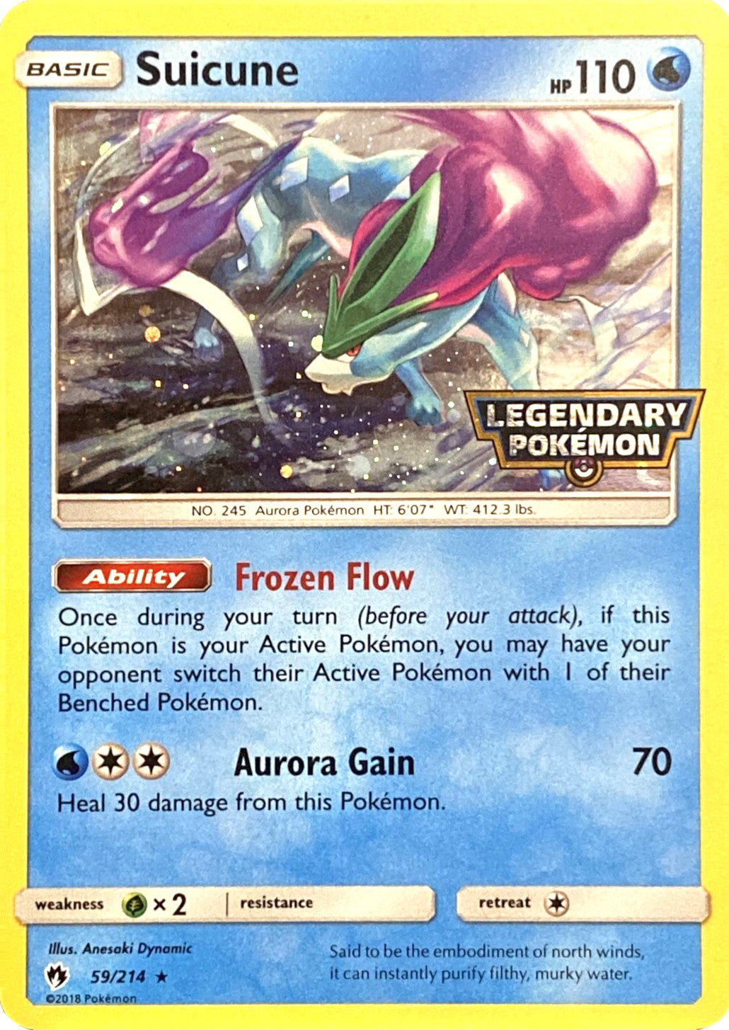 Suicune (59/214) (Legendary Pokemon Stamped) [Sun & Moon: Lost Thunder] | Good Games Cannington