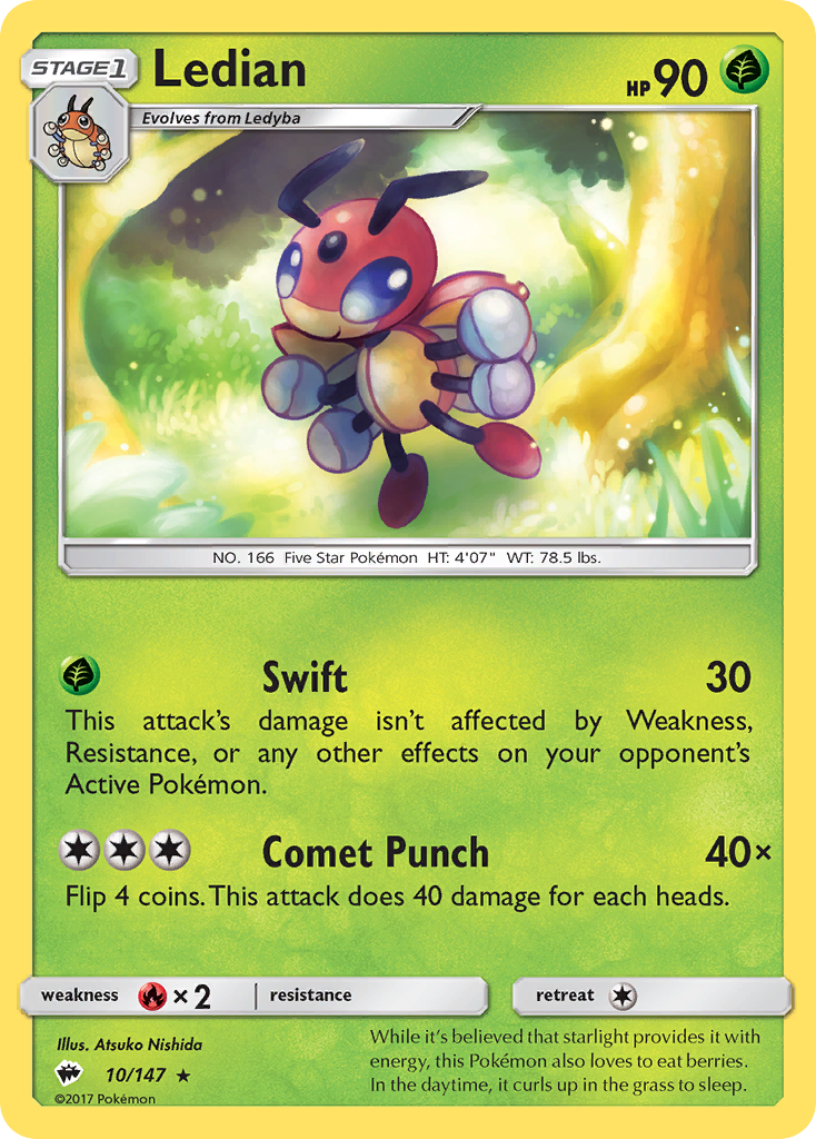 Ledian (10/147) [Sun & Moon: Burning Shadows] | Good Games Cannington