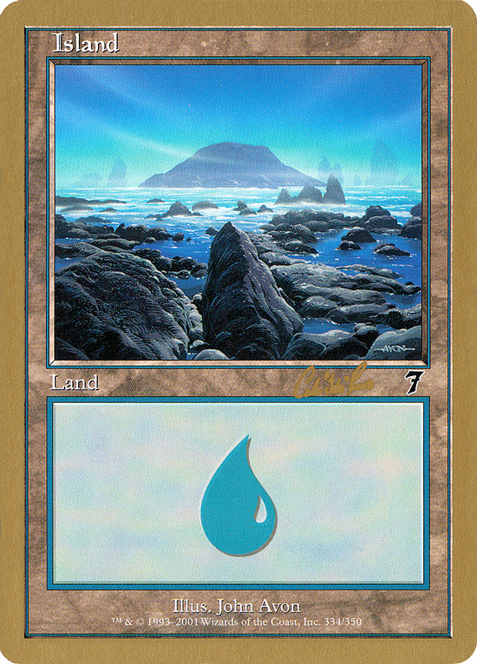 Island (cr334) (Carlos Romao) [World Championship Decks 2002] | Good Games Cannington