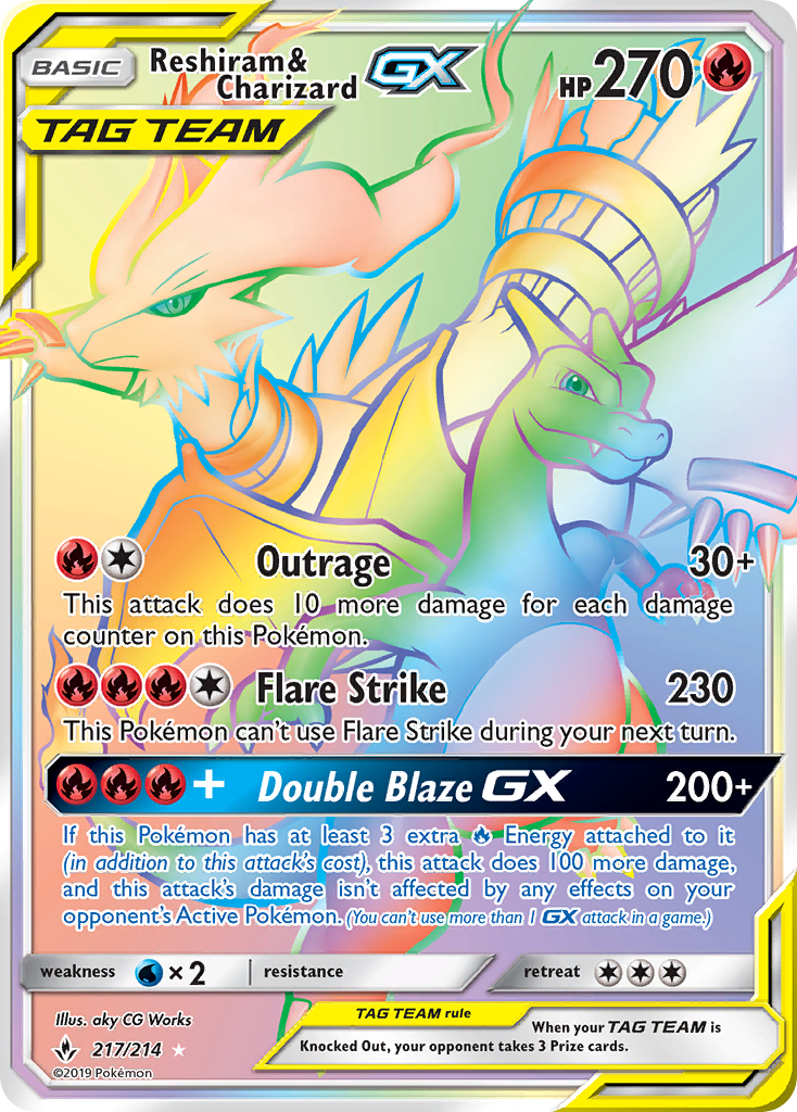 Reshiram & Charizard GX (217/214) [Sun & Moon: Unbroken Bonds] | Good Games Cannington