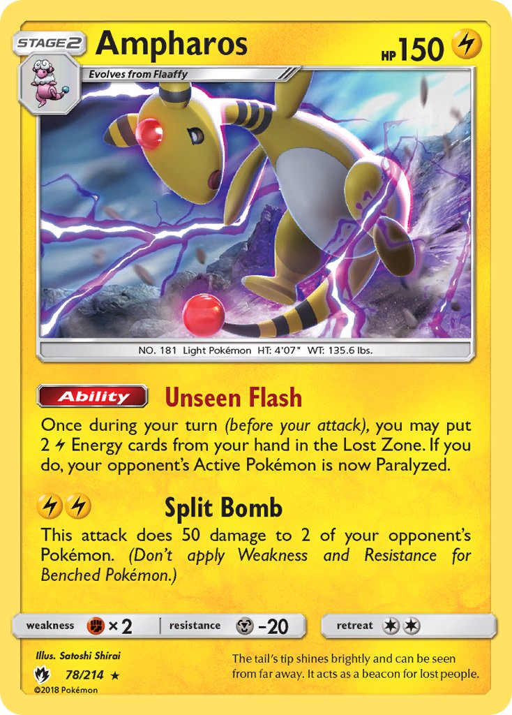 Ampharos (78/214) (Theme Deck Exclusive) [Sun & Moon: Lost Thunder] | Good Games Cannington