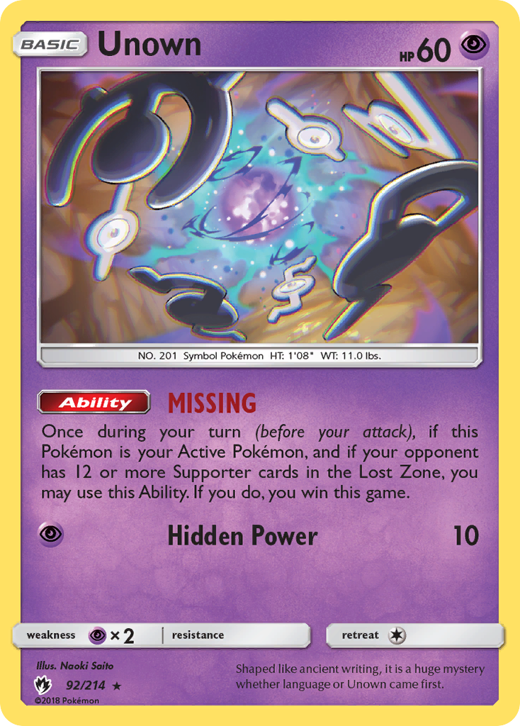Unown (92/214) [Sun & Moon: Lost Thunder] | Good Games Cannington
