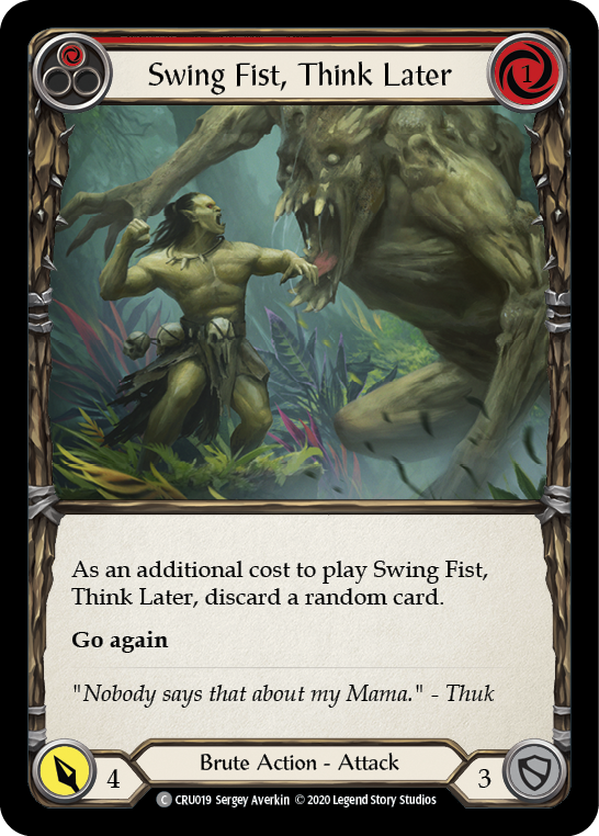 Swing Fist, Think Later (Red) [CRU019] 1st Edition Rainbow Foil | Good Games Cannington